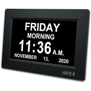 7 Inch Calendar Clock 12 Alarm Options Auto Dimmable Display Extra Large Display